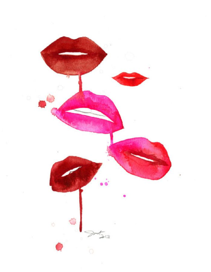 Dripping Lips Print from original watercolor fashion illustration of lips 