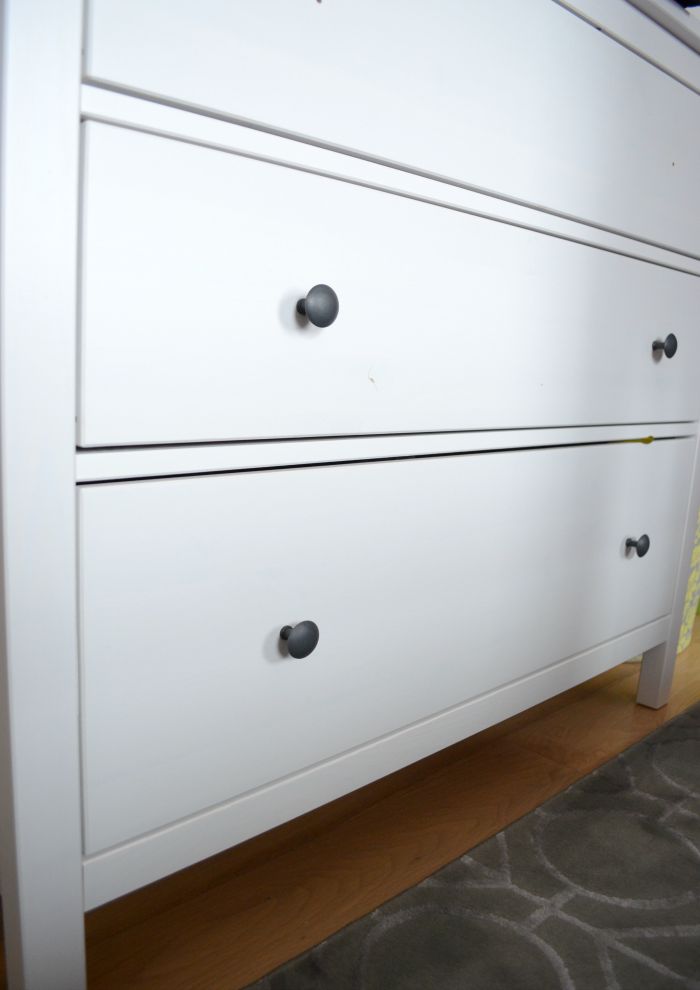 White IKEA Dresser Gold Nailhead Makeover {Before + After}