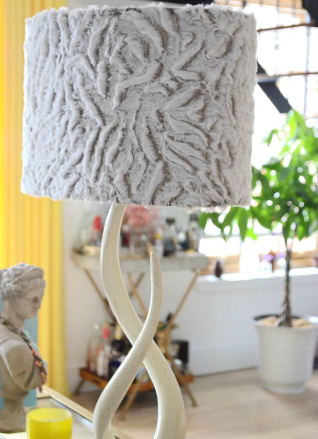 Lampshade Makeover: How to Re-Cover a Lampshade with Linen - The Sweet Beast