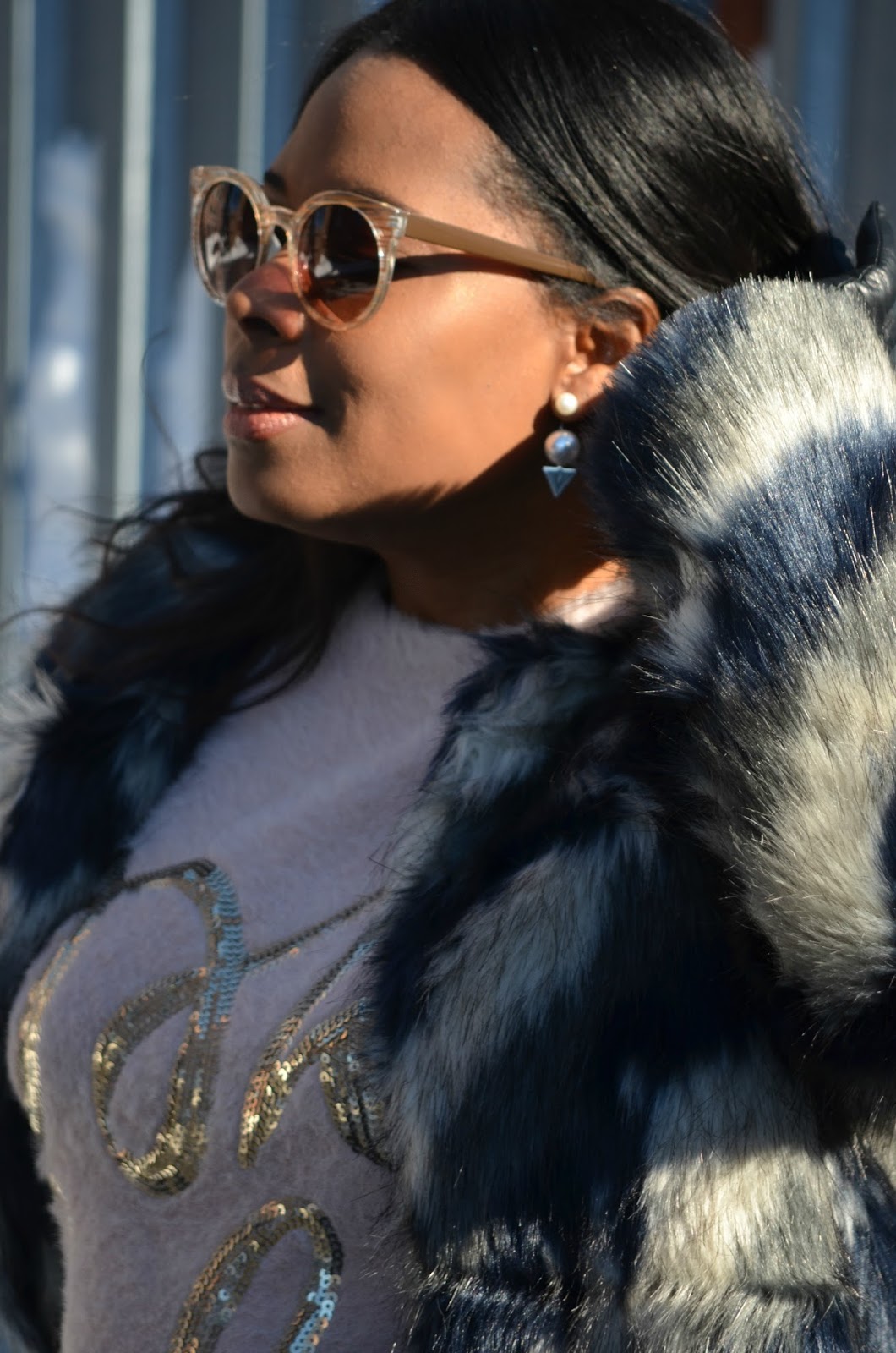 Illesteva-Cat-eye-Sunglasses+Zigzag Fur Coat