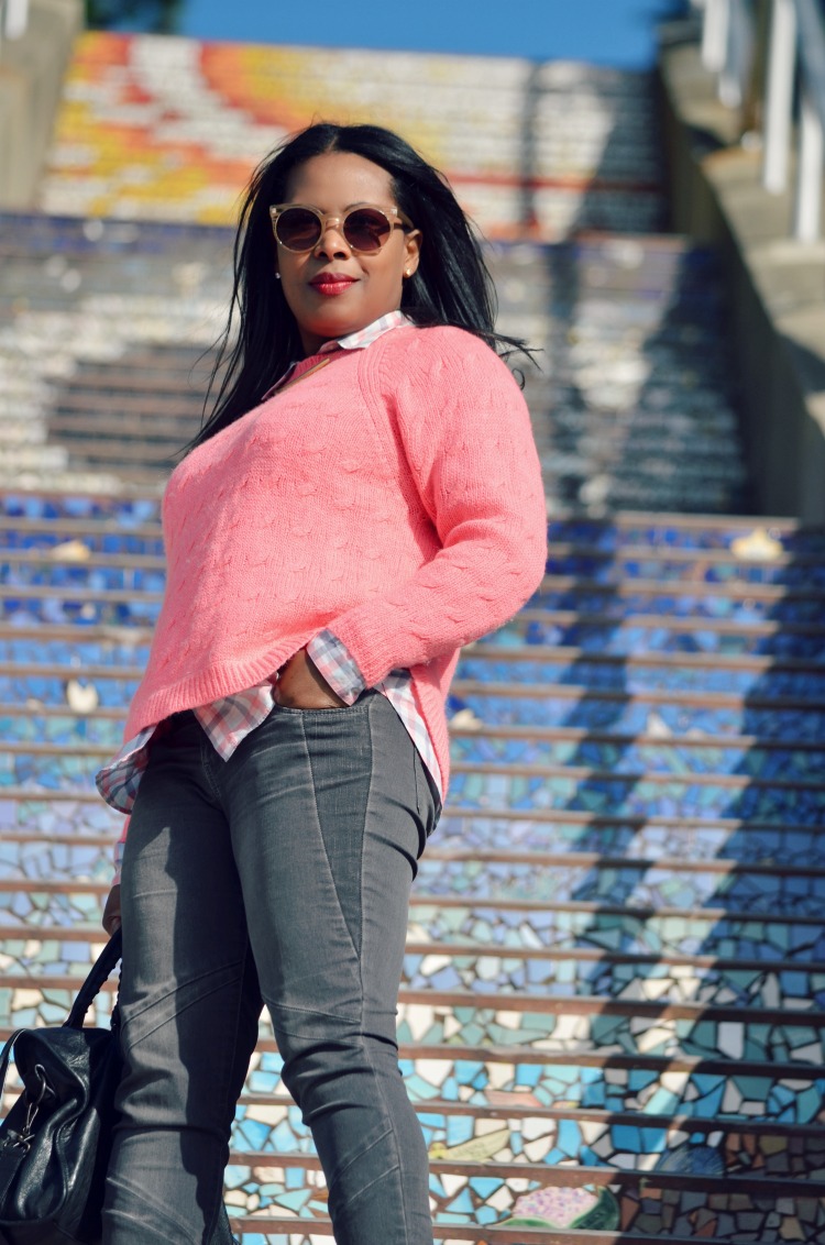 Climbing to The Top of 16th Avenue Tiled Steps in San Francisco with Illesteva Sunglasses + Balenciaga Bag