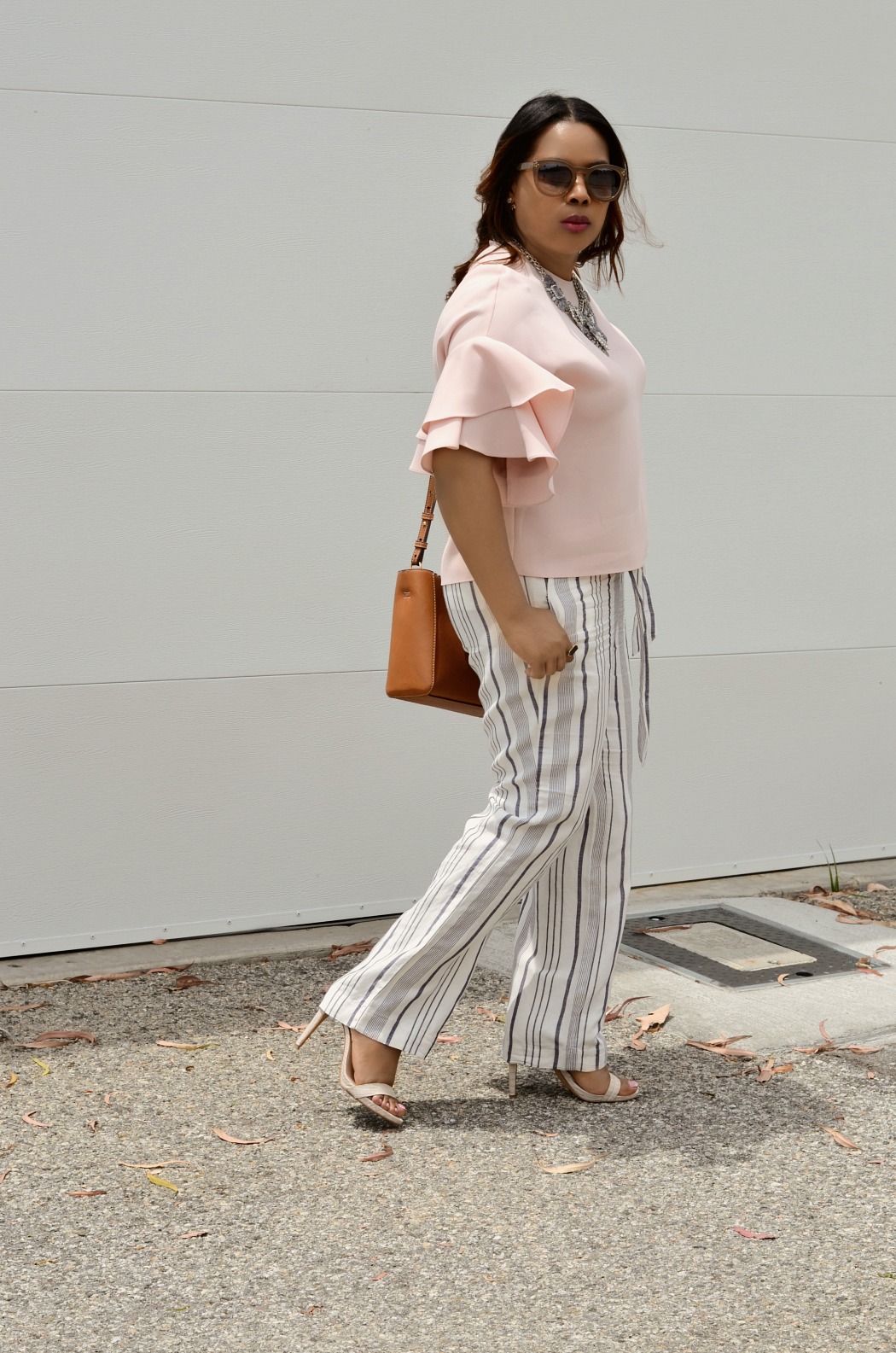 Zara Pink Blush flirty flutter tiered ruffle sleeve top